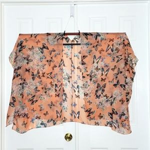 NWOT Moddy Vintage Sheer Peach Butterfly Kimono Top